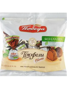 Конфеты шоколадные Победа Вкуса Трюфели без доб.сахара, посып.тем.шок, 150г