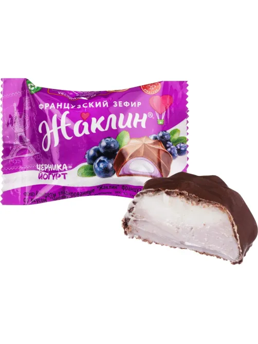 Конфеты Славянка Жаклин глазир. франц. зефир со вкусом Черника-йогурт, 1кг
