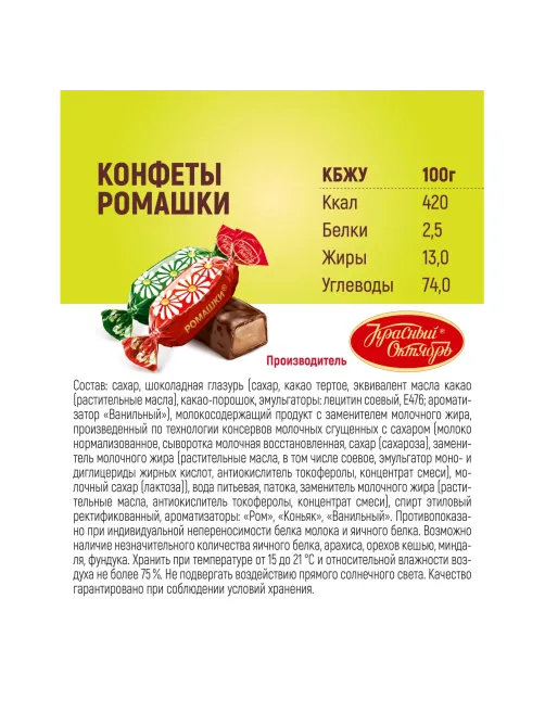 Конфеты шоколадные Ромашки 250г