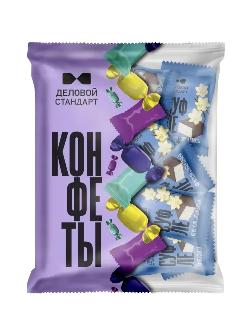 Конфеты глазированные Деловой Стандарт суфле со вкусом сливки-ваниль, 500г