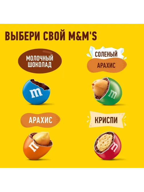Драже M&M`s с арахисом и молочным шоколадом, 360г