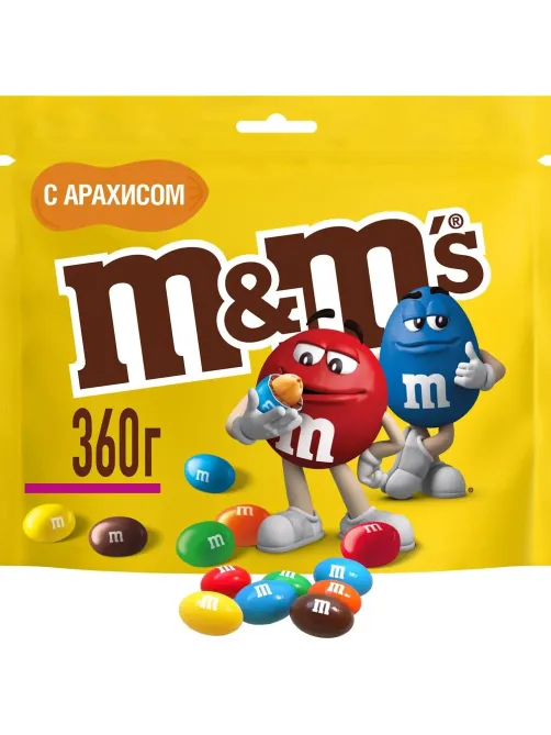 Драже M&M`s с арахисом и молочным шоколадом, 360г
