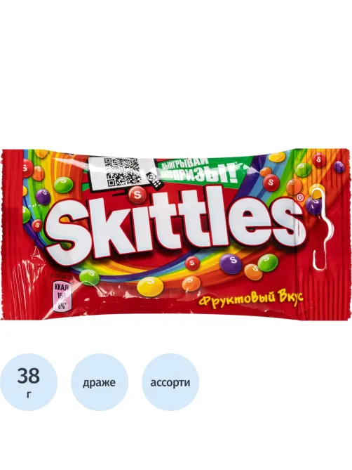 Драже SKITTLES 2в1 розовый, 38г
