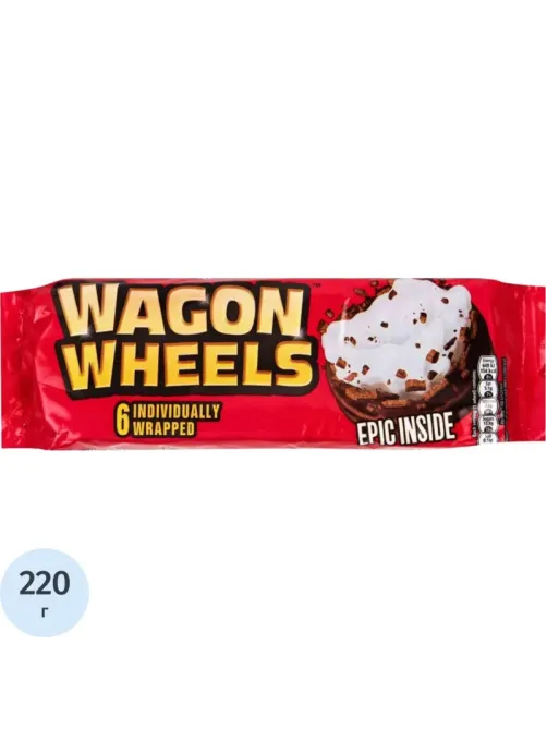 Печенье Wagon Wheels Original бисквитное с суфле, 220г