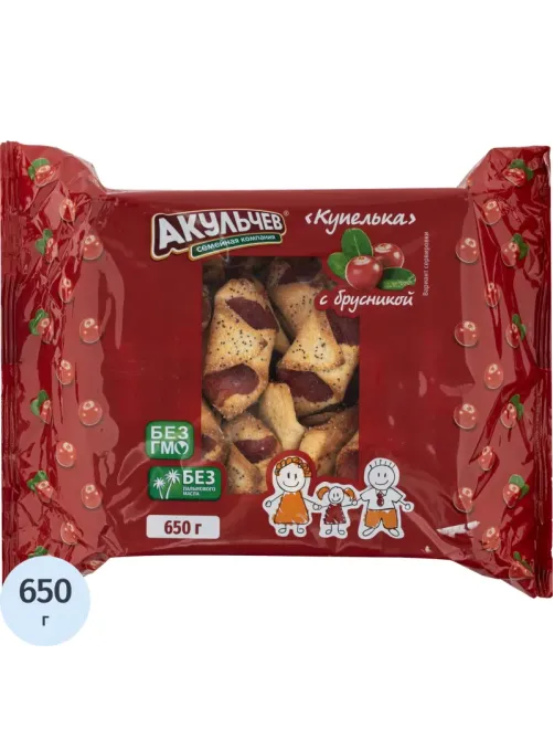 Печенье Акульчев Купелька с брусникой 650 г