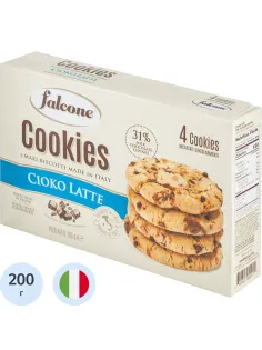 Печенье Falcone Cookies сахарное с молочным шоколадом, 200г