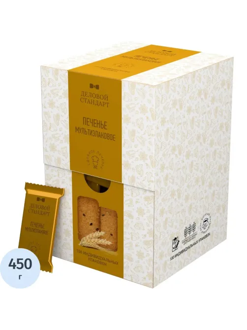 Печенье Деловой стандарт Мультизлаковое (инд.упаковка), 4,5гх100шт/уп