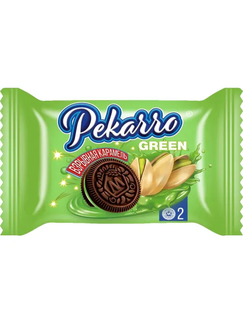 Печенье Pekarro Green с какао, с фисташковой нач, и взрывной карам, 3кг/уп