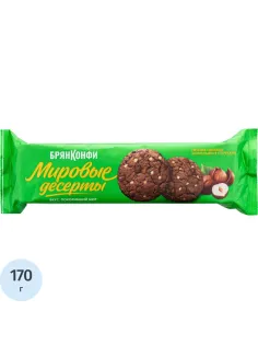 Печенье Брянконфи сдобное шоколадное с орехами, 170г