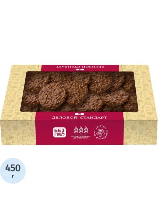 Печенье сдобное Деловой Стандарт Печенье и фундук в шоколаде, 450г
