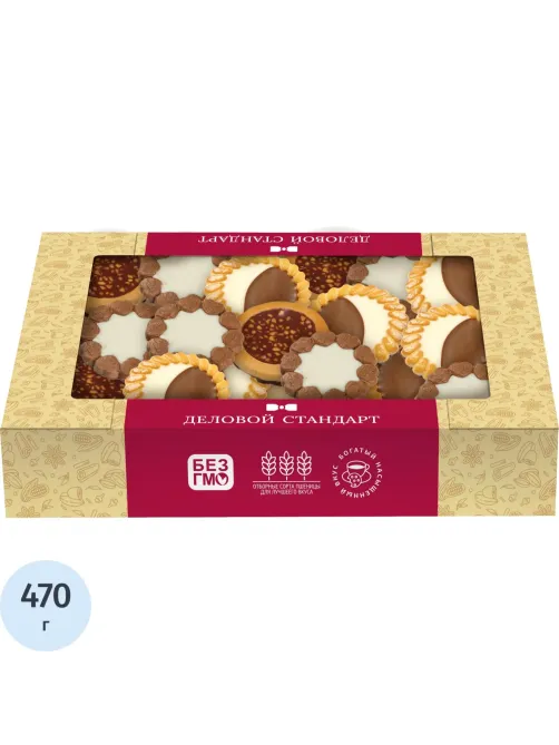 Печенье Деловой Стандарт сдобное Ассорти с кремовыми начинками, 470 г