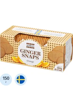 Печенье NYAKERS хрустящее имбирное со вкусом апельсина, 150г