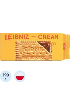 Печенье сэндвич Leibniz Крим Шоко Сливочное с шоколадной начинкой, 190г