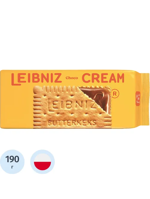 Печенье сэндвич Leibniz Крим Шоко Сливочное с шоколадной начинкой, 190г