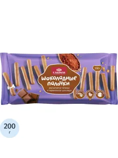 Печенье У Палыча песочные палочки в карамельном шоколаде, 200г