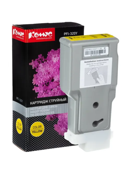 Картридж струйный Комус PFI-320Y (2893C001) жел. для TM-200/205/300/305