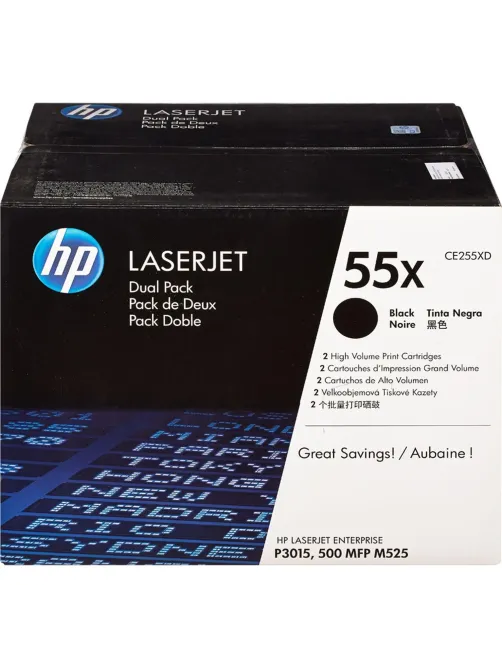 Картридж лазерный HP 55X CE255XD чер. пов.емк. для LJ P3015/M525(2шт/уп)