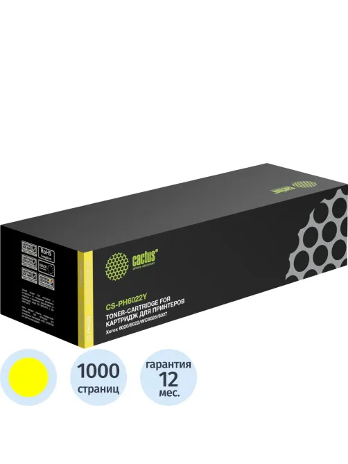 Картридж лазерный Cactus 106R02762 жел. для Xerox 6020/6022/6025