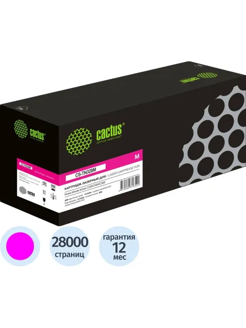 Картридж лазерный Cactus TN328M CS-TN328M для Konica Minolta, пурпурный