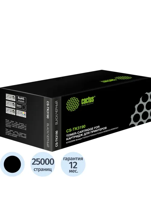 Картридж лазерный Cactus CS-TK3190 TK-3190 чер. для Kyocera P3055dn/P3060dn