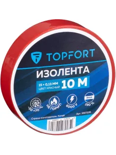 Изолента Topfort 15мм х 10м х 0,13мм красный