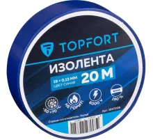 Изолента Topfort 19мм х 20м х 0,13мм синий
