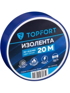Изолента Topfort 19мм х 20м х 0,13мм синий