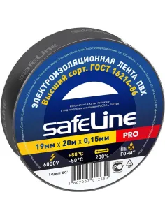 Изолента Safeline 19мм х 20м черный 9366