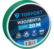 Изолента Topfort 19мм х 20м х 0,13мм зеленый