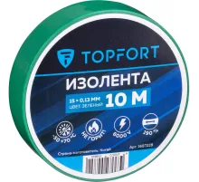 Изолента Topfort 15мм х 10м х 0,13мм зеленый