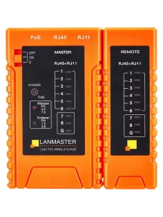 Тестер витой пары LANMASTER LAN-TST-WRM-310-POE с индикаторами, опред. POE