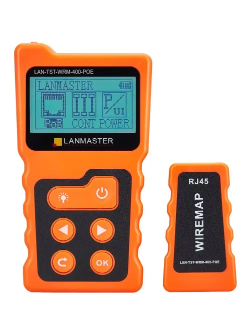 Тестер LANMASTER LAN-TST-WRM-400-POE с дисплеем, с опред. параметров POE
