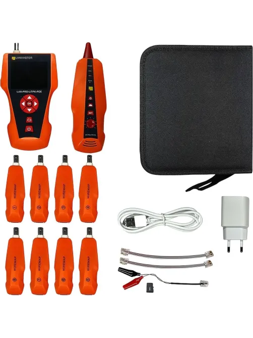 Тестер LANMASTER LAN-PRO-L/TPK-POE-8R с изм. длины, трассировкой и опр. POE