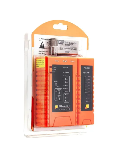 Тестер витой пары LANMASTER LAN-TST-WRM-310-POE с индикаторами, опред. POE