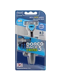 Бритва Dorco CROSS3, 5 см.кас.3лез., плав.головка, увл.полос TRC 1005