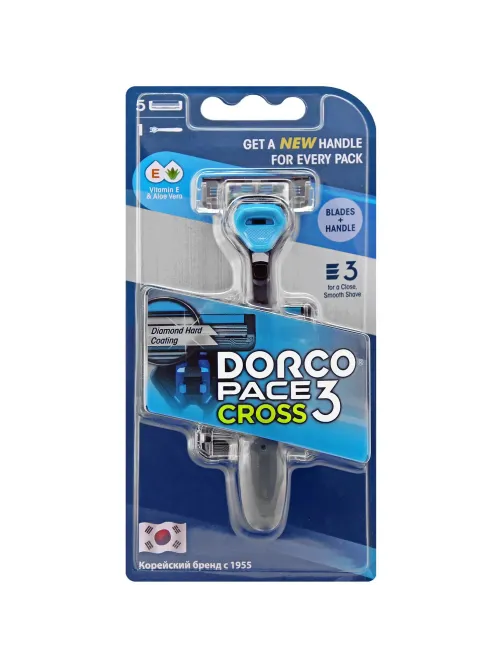 Бритва Dorco CROSS3, 5 см.кас.3лез., плав.головка, увл.полос TRC 1005