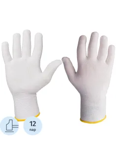 Перчатки защитные нейлоновые JetaSafety JS011n цв. белый р.L (12 пар/уп)