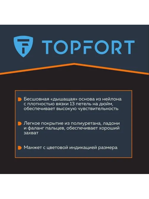 Перчатки защитные TOPFORT НПУ01 нейлон с ПУ покрытием р.7