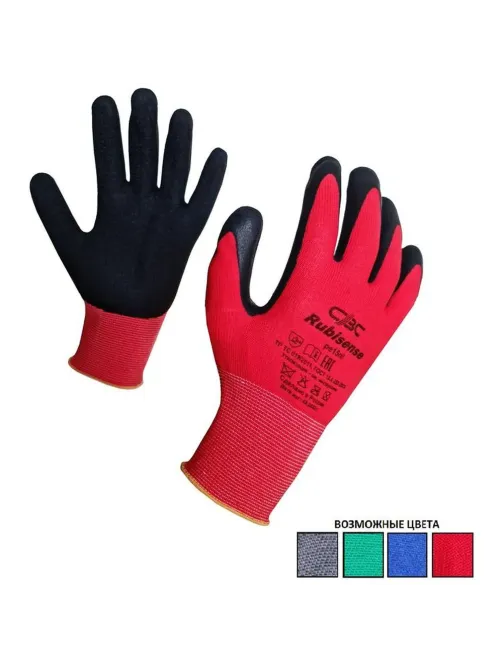 Перчатки защит.Rubisense pe15nl/46-371 полиэфир с латекс.текстурир.покр. р9