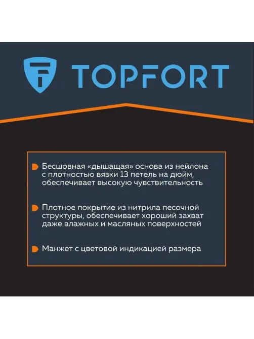 Перчатки защитные TOPFORT НН01 нейлон с нитриловым покрытием р.7