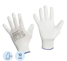 Перчатки защитные нейлон Gward White PU1001 с п/у покрытием р.9 (12 пар/уп)
