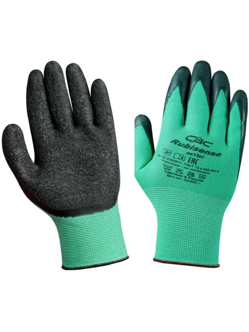Перчатки защит.Rubisense pe15nl/46-371 полиэфир с латекс.текстурир.покр. р9