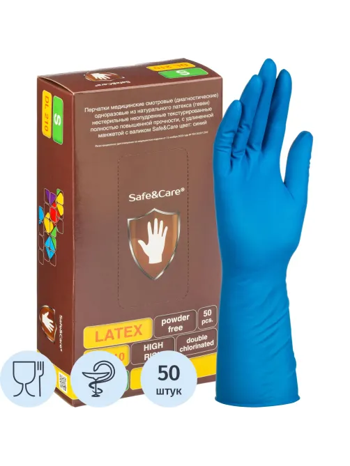 Перчатки латекс., н/с, н/о, S&C High Risk TL210/ DL210 (S)25пар/уп,ПС