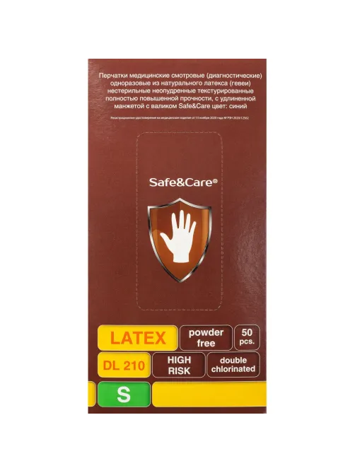 Перчатки латекс., н/с, н/о, S&C High Risk TL210/ DL210 (S)25пар/уп,ПС