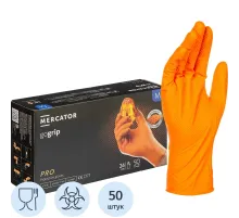 Перчатки одноразовые нитрил GOGRIP ORANGE цв.оранжевый (25пар/уп)р.М,ПС