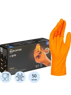 Перчатки одноразовые нитрил GOGRIP ORANGE цв.оранжевый (25пар/уп)р.М,ПС