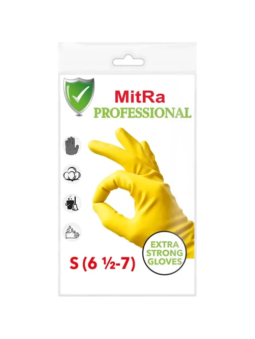 Перчатки MitRa Professional КЩС желтые, р.S (12 пар/уп.)