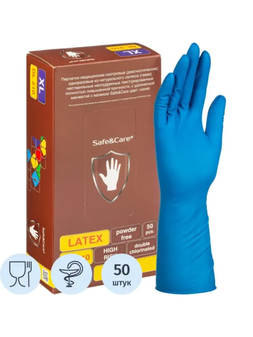 Перчатки латекс., н/с, н/о, S&C High Risk TL210/ DL210 (XL)25пар/уп,ПС