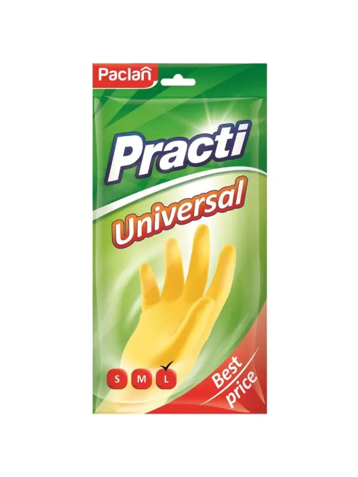Перчатки резиновые PACLAN Practi латекс желтые р-р L 407898/4078984/4076724