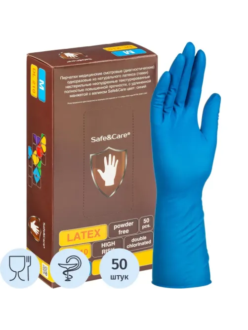 Перчатки латекс., н/с, н/о, S&C High Risk TL210/ DL210 (M)25пар/уп,ПС